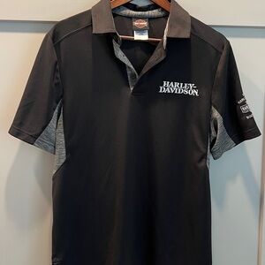 Harley-Davidson Men's Black and Gray Polo Shirt